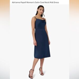 Adrianna Papell Midnight Blue Midi satin Dress size 16 | smoke free
